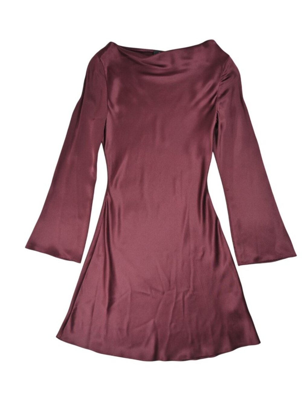 Quince 100% Washable Silk Long Sleeve Mini Dress in Wine